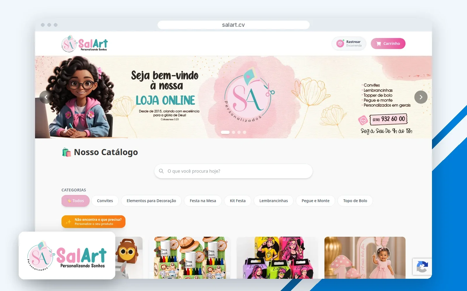 Página inicial do site SALART.cv, com o logótipo.