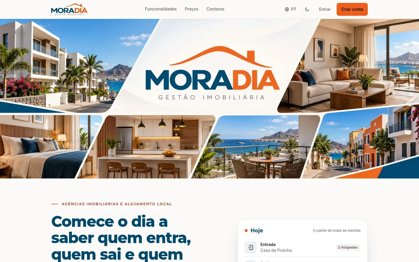 Página inicial do site MORADIA.
