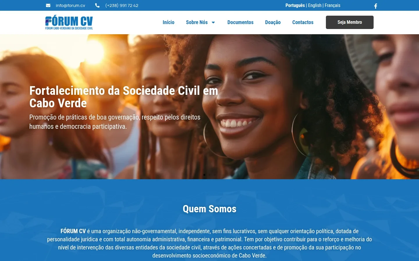 Página inicial do site FÓRUM CV.
