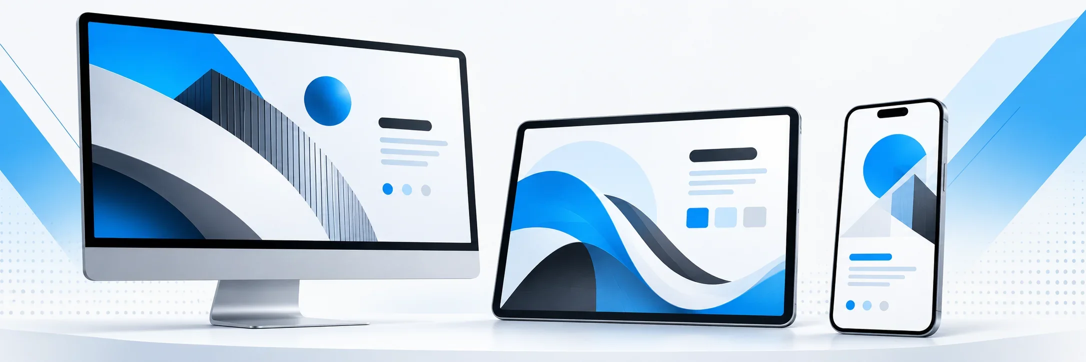 Ilustração: o mesmo site num monitor, num tablet e num telemóvel.