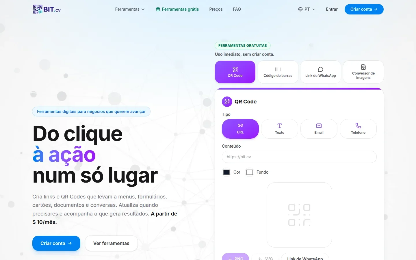 Página inicial do site BIT.cv.
