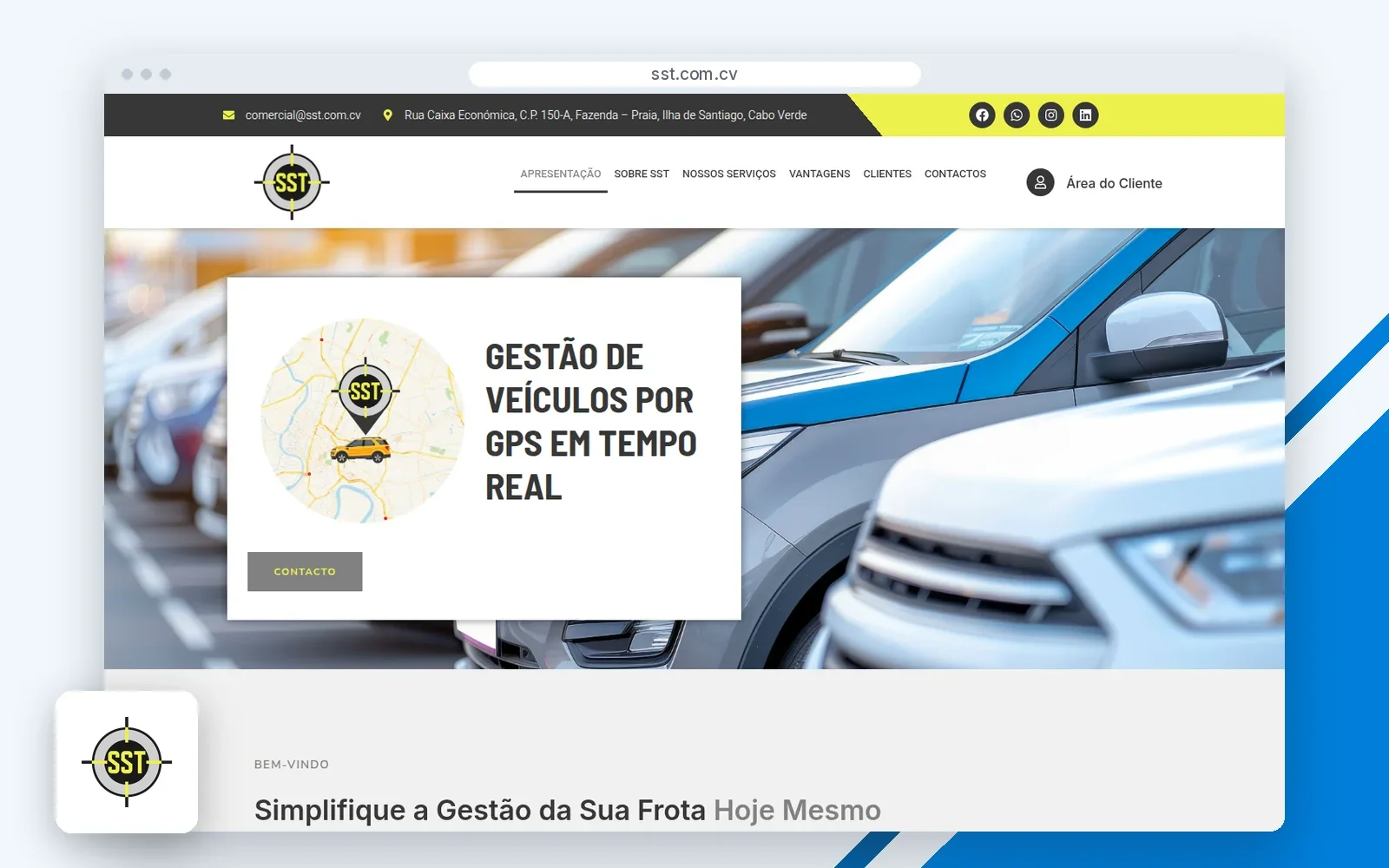 Página inicial do site SST, com o logótipo.